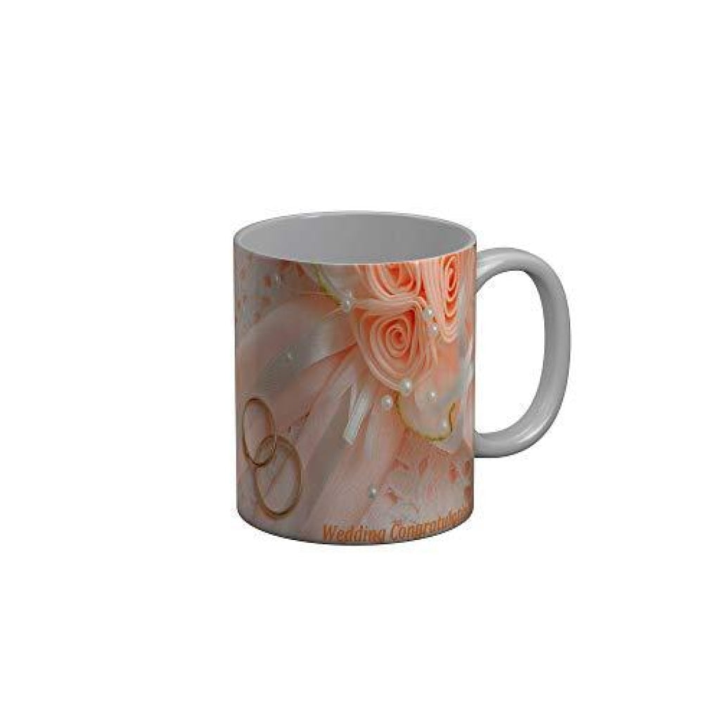 Funkydecors Happy Anniversary Wedding Congratulation Ceramic Mug 350 Ml Multicolor Mugs