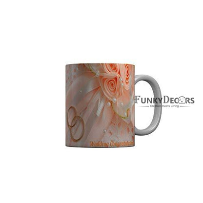 Funkydecors Happy Anniversary Wedding Congratulation Ceramic Mug 350 Ml Multicolor Mugs