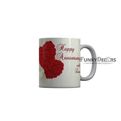 Funkydecors Happy Anniversary With Love Ceramic Mug 350 Ml Multicolor Mugs