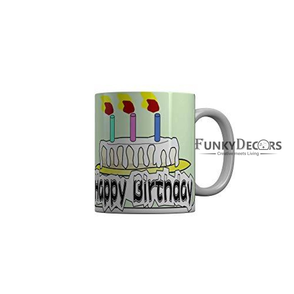 Funkydecors Happy Birtthday Wishes Gift Ceramic Mug 350 Ml Multicolor Mugs
