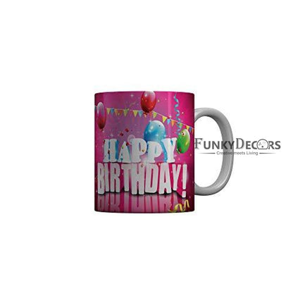 Funkydecors Happy Birtthday Wishes Gift Ceramic Mug 350 Ml Multicolor Mugs