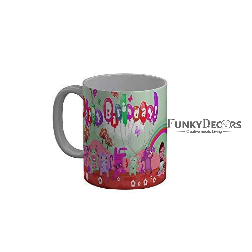 Funkydecors Happy Birtthday Wishes Gift Ceramic Mug 350 Ml Multicolor Mugs