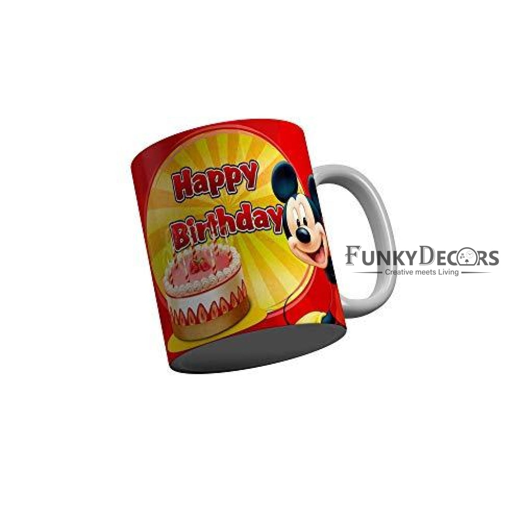 Funkydecors Happy Birtthday Wishes Gift Ceramic Mug 350 Ml Multicolor Mugs