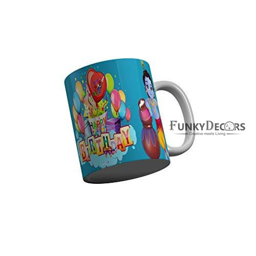 Funkydecors Happy Birtthday Wishes Gift Ceramic Mug 350 Ml Multicolor Mugs