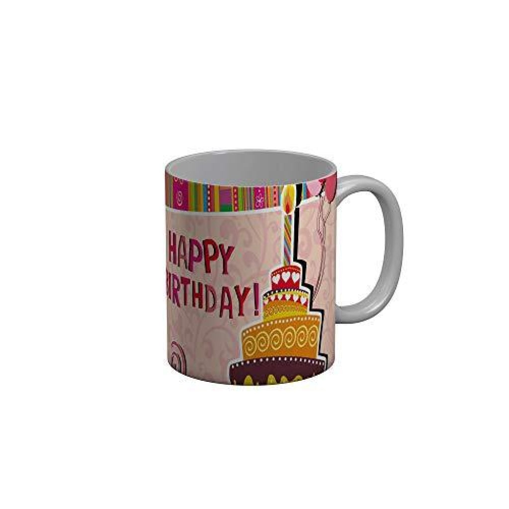 Funkydecors Happy Birtthday Wishes Gift Ceramic Mug 350 Ml Multicolor Mugs