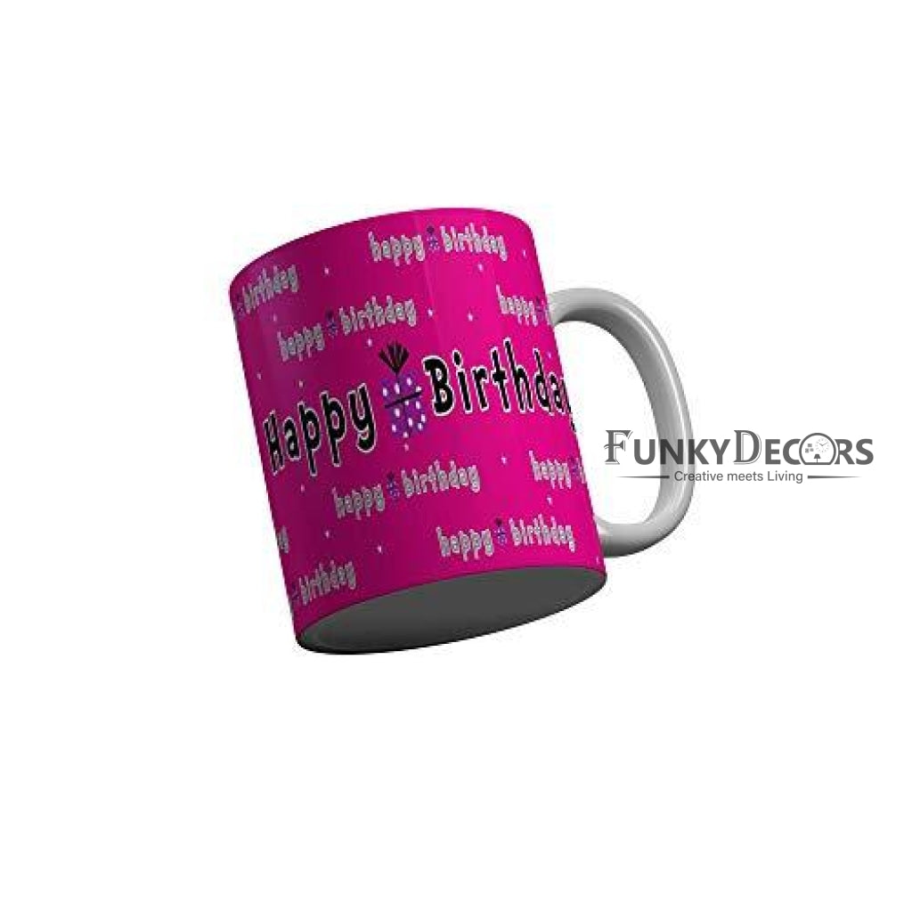 Funkydecors Happy Birtthday Wishes Gift Ceramic Mug 350 Ml Multicolor Mugs