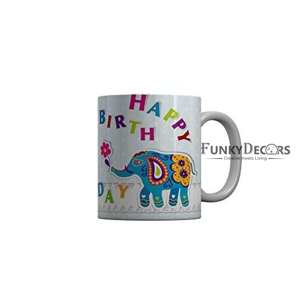 Funkydecors Happy Birtthday Wishes Gift Ceramic Mug 350 Ml Multicolor Mugs