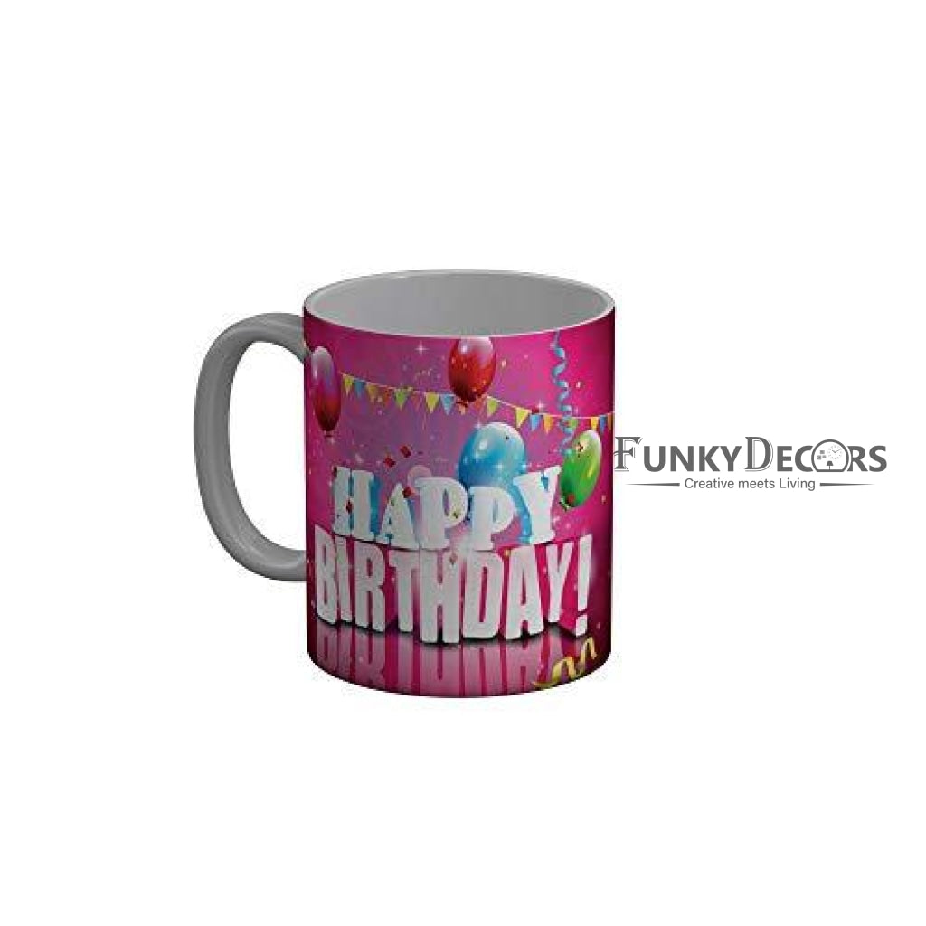 Funkydecors Happy Birtthday Wishes Gift Ceramic Mug 350 Ml Multicolor Mugs