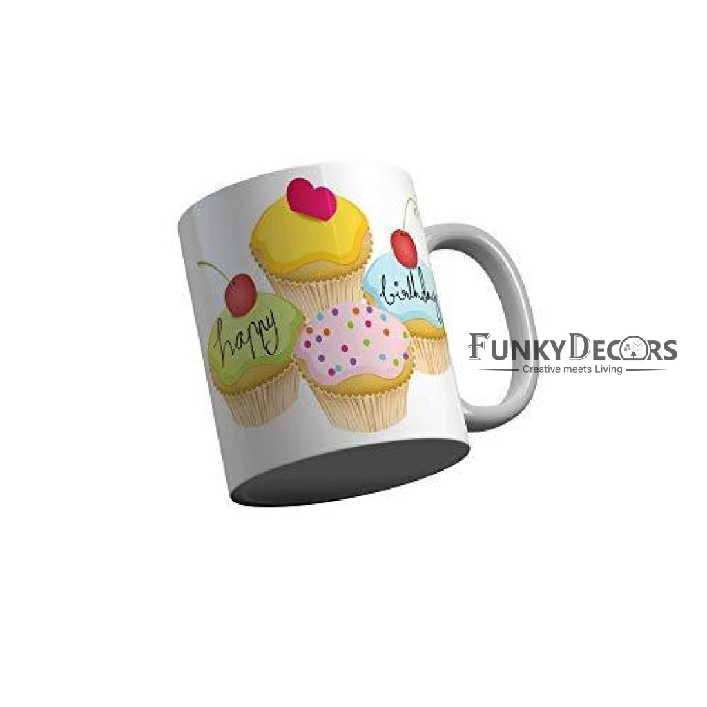 Funkydecors Happy Birtthday Wishes Gift Ceramic Mug 350 Ml Multicolor Mugs