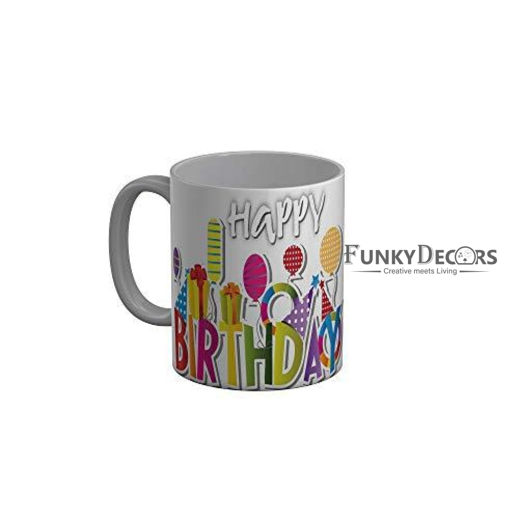 Funkydecors Happy Birtthday Wishes Gift Ceramic Mug 350 Ml Multicolor Mugs