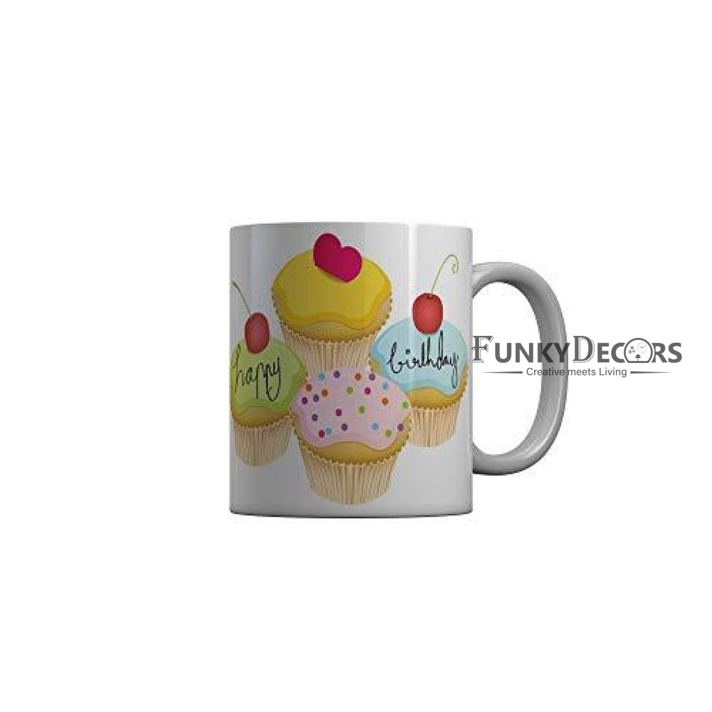 Funkydecors Happy Birtthday Wishes Gift Ceramic Mug 350 Ml Multicolor Mugs