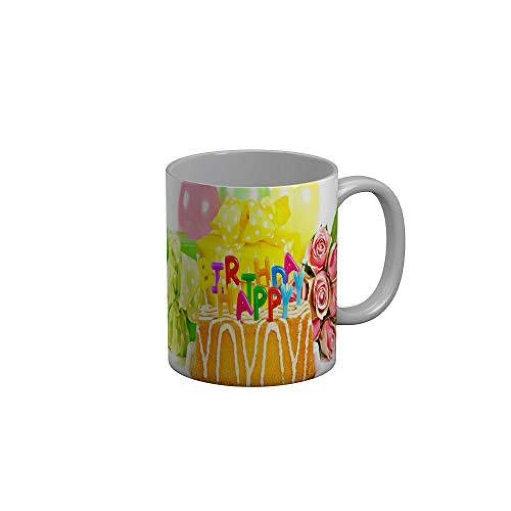 Funkydecors Happy Birtthday Wishes Gift Ceramic Mug 350 Ml Multicolor Mugs