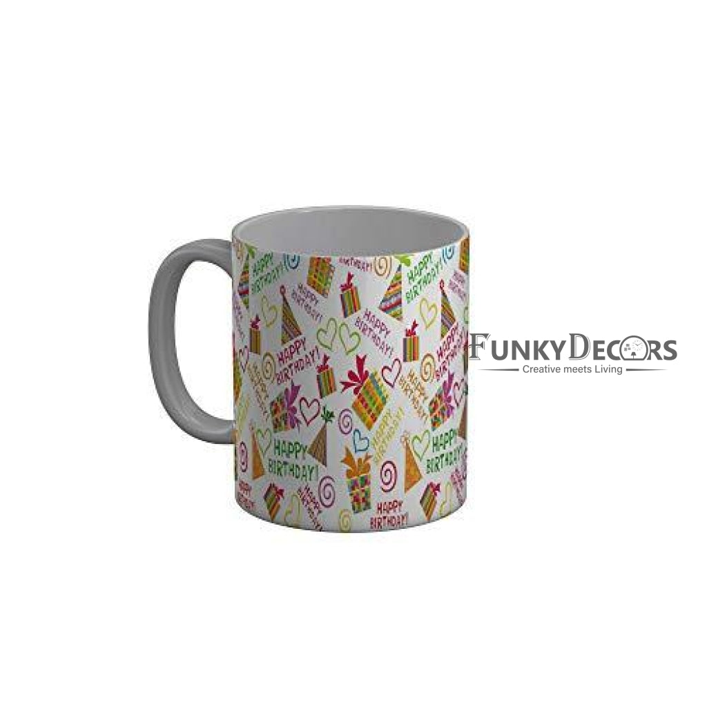Funkydecors Happy Birtthday Wishes Gift Ceramic Mug 350 Ml Multicolor Mugs