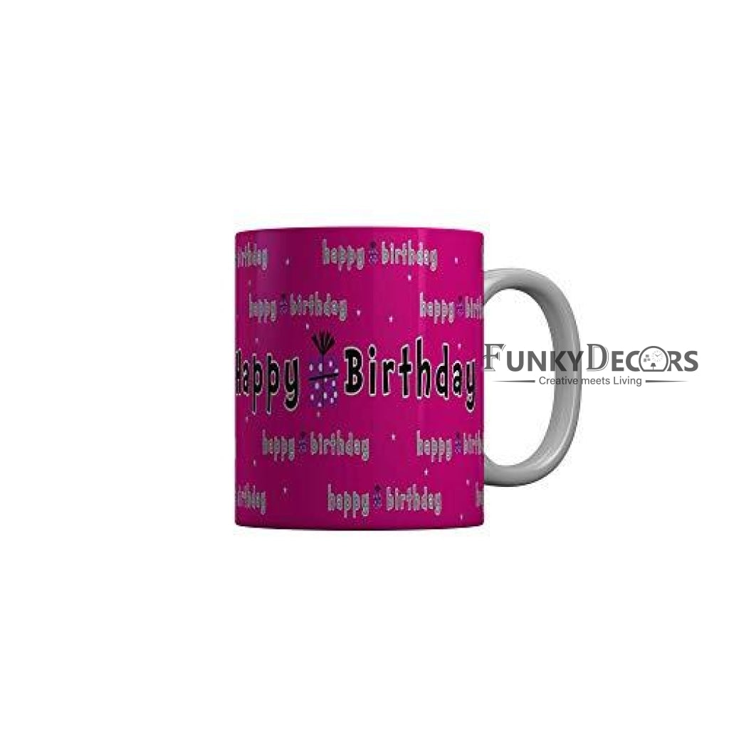 Funkydecors Happy Birtthday Wishes Gift Ceramic Mug 350 Ml Multicolor Mugs