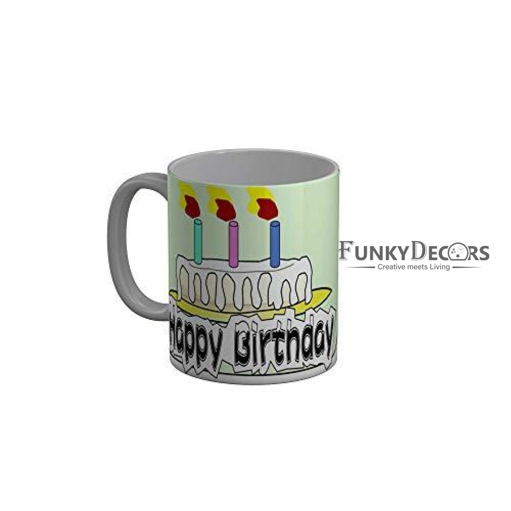 Funkydecors Happy Birtthday Wishes Gift Ceramic Mug 350 Ml Multicolor Mugs