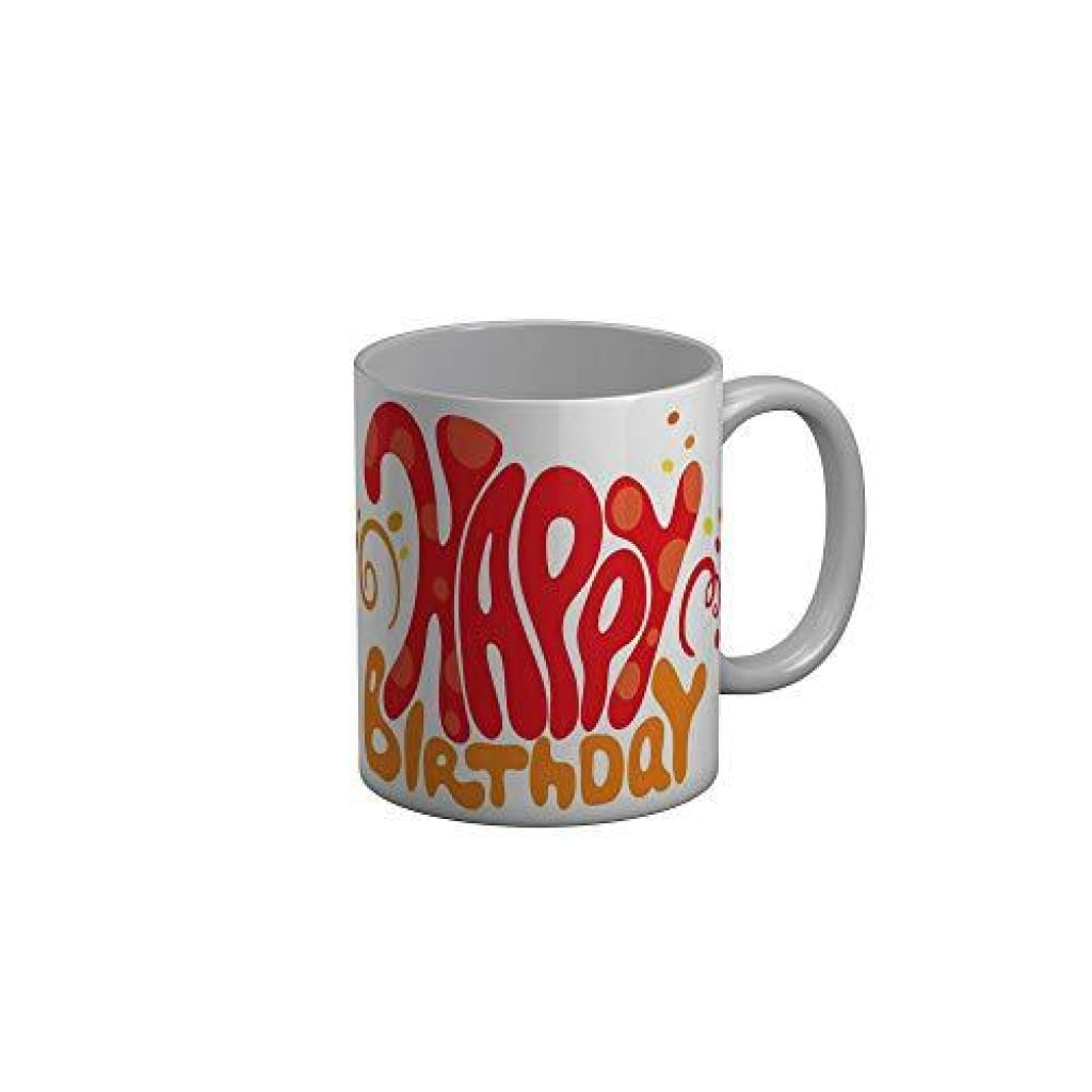 Funkydecors Happy Birtthday Wishes Gift Ceramic Mug 350 Ml Multicolor Mugs