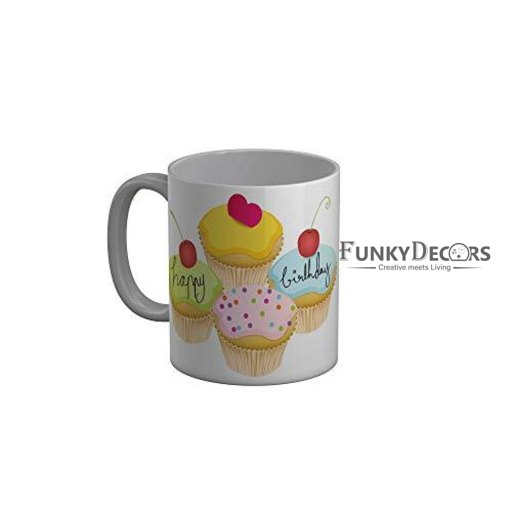 Funkydecors Happy Birtthday Wishes Gift Ceramic Mug 350 Ml Multicolor Mugs