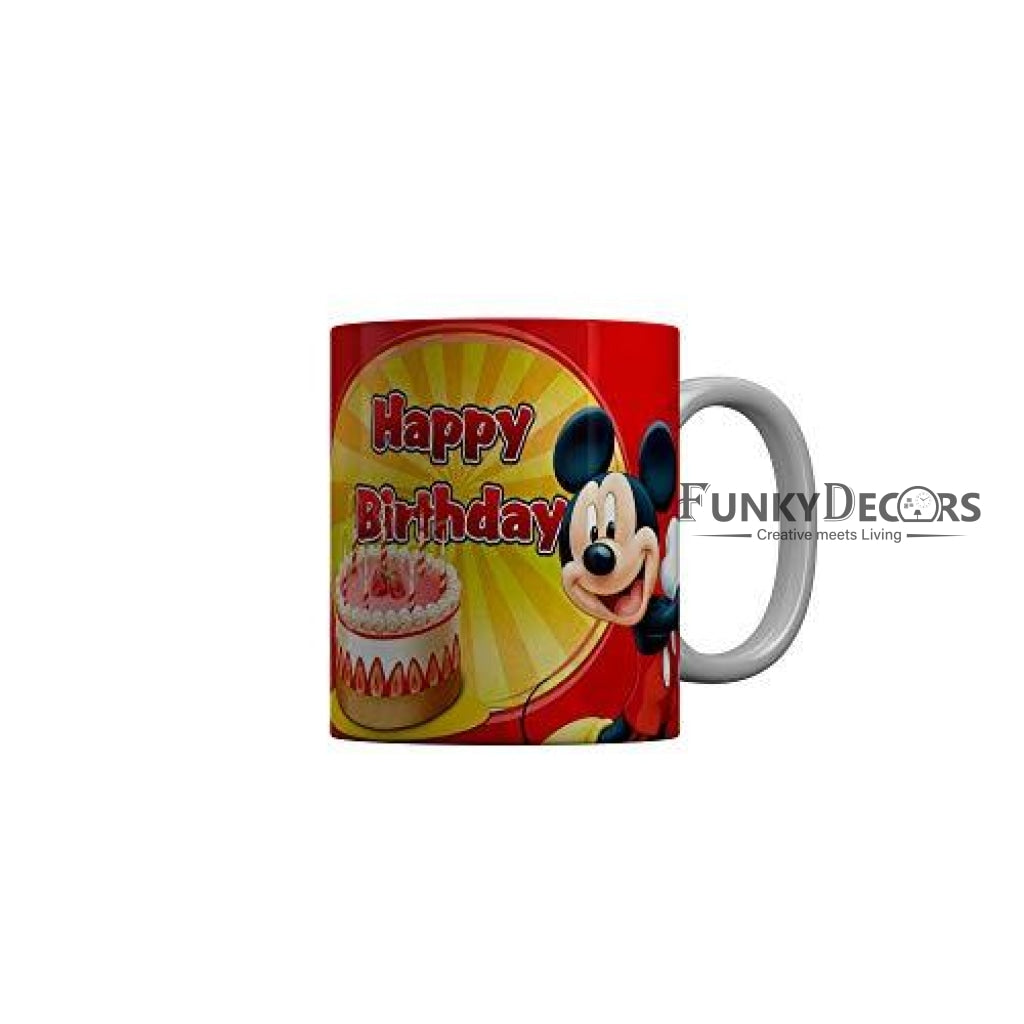 Funkydecors Happy Birtthday Wishes Gift Ceramic Mug 350 Ml Multicolor Mugs