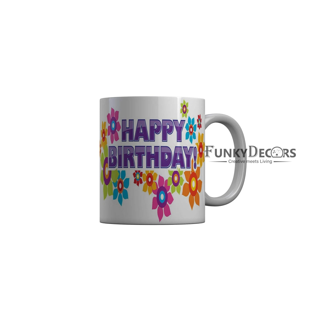 Funkydecors Happy Birtthday Wishes Gift Ceramic Mug 350 Ml Multicolor Mugs