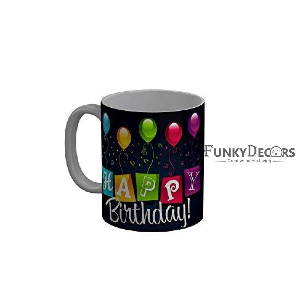 Funkydecors Happy Birtthday Wishes Gift Ceramic Mug 350 Ml Multicolor Mugs