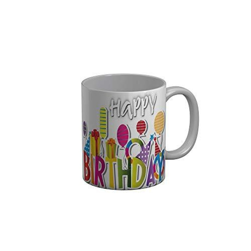 Funkydecors Happy Birtthday Wishes Gift Ceramic Mug 350 Ml Multicolor Mugs