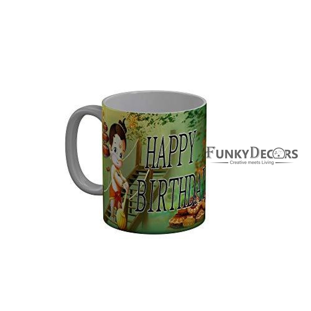 Funkydecors Happy Birtthday Wishes Gift Ceramic Mug 350 Ml Multicolor Mugs