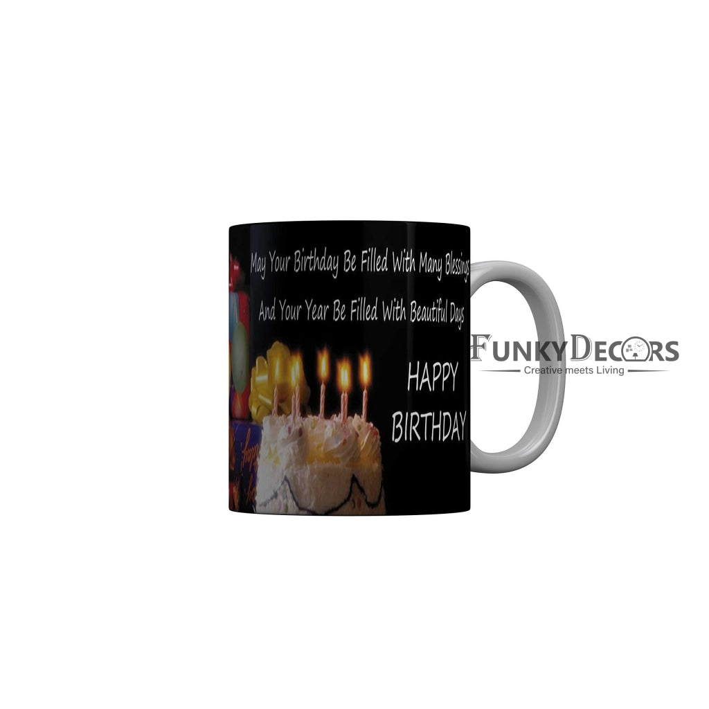 Funkydecors Happy Birtthday Wishes Gift Ceramic Mug 350 Ml Multicolor Mugs