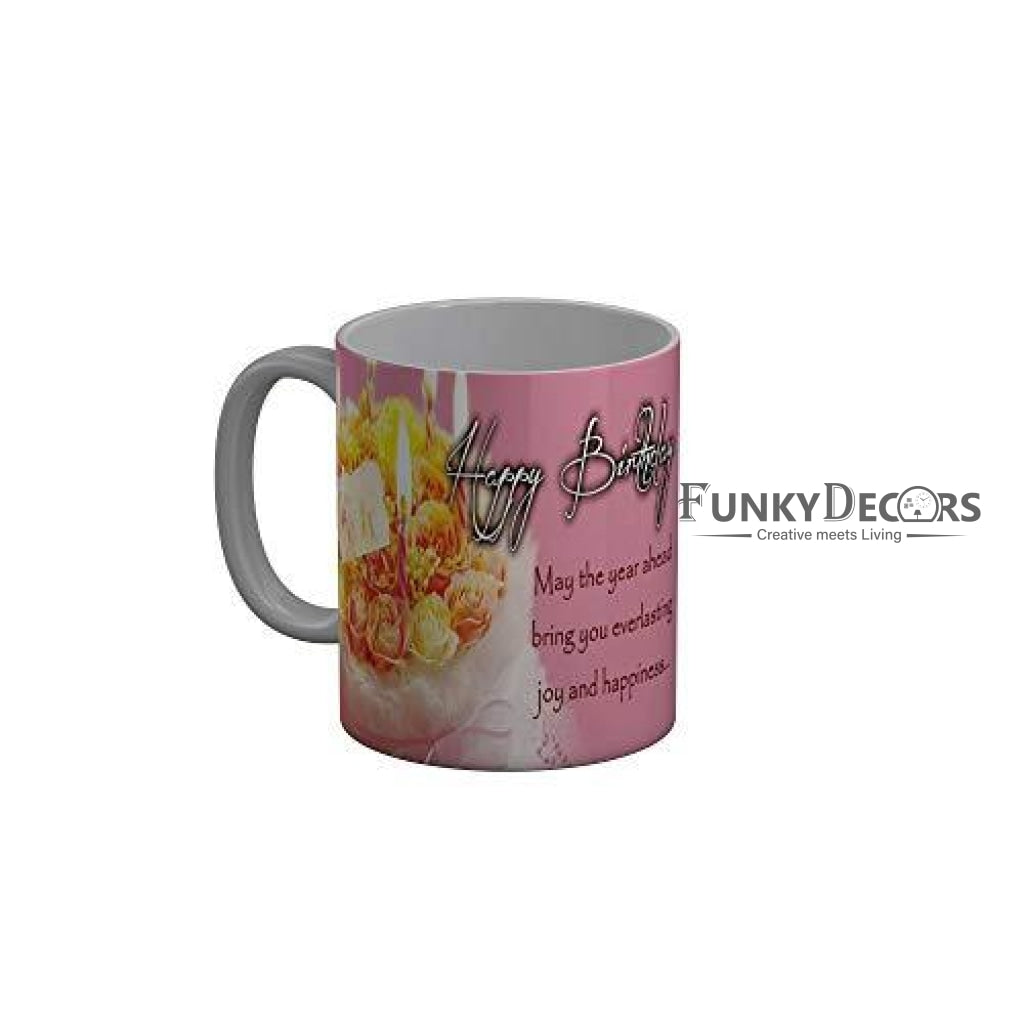 Funkydecors Happy Birtthday Wishes Gift Ceramic Mug 350 Ml Multicolor Mugs