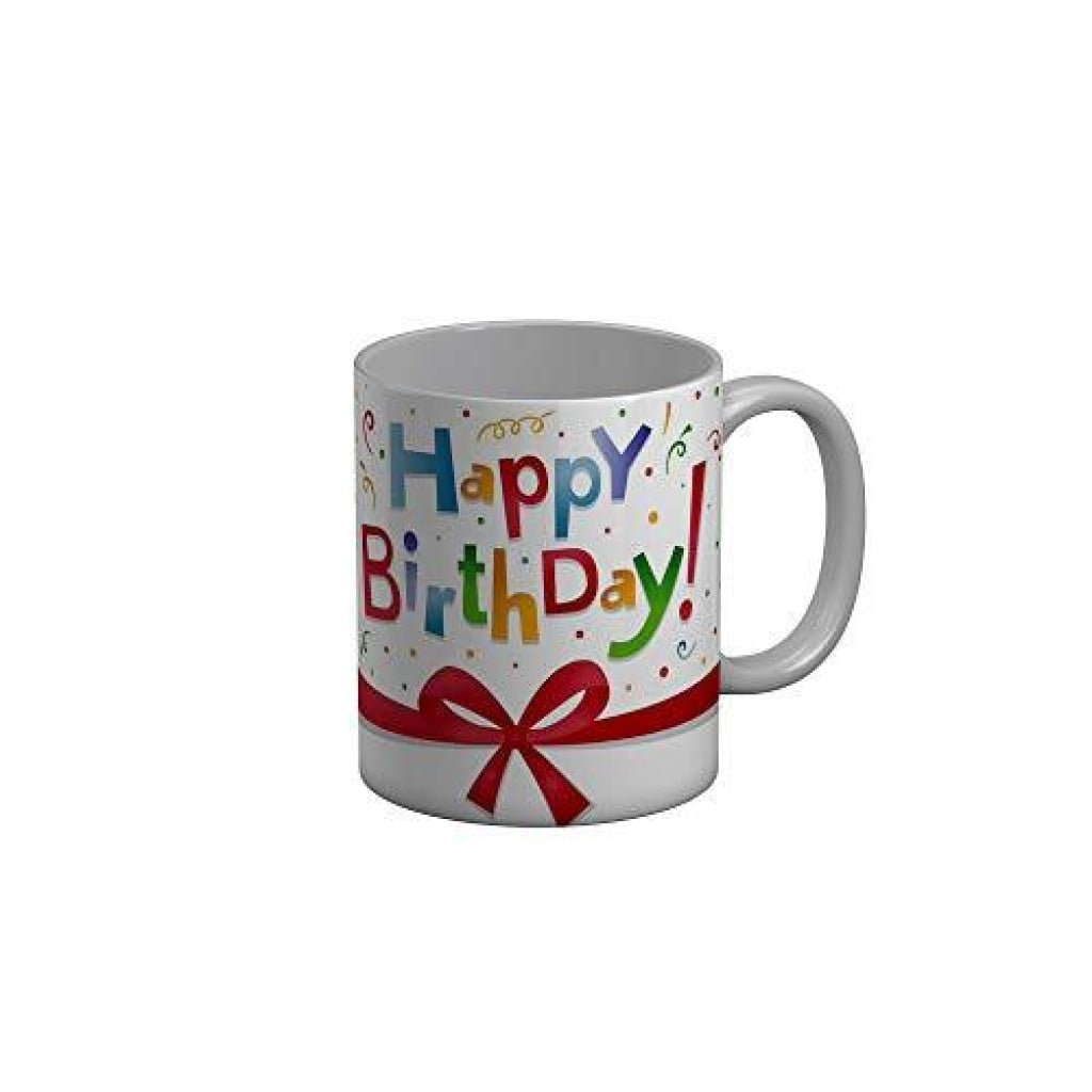 Funkydecors Happy Birtthday Wishes Gift Ceramic Mug 350 Ml Multicolor Mugs