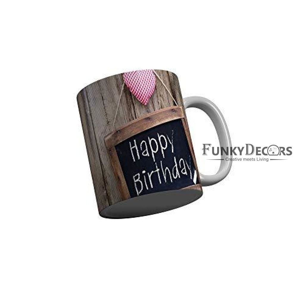 Funkydecors Happy Birtthday Wishes Gift Ceramic Mug 350 Ml Multicolor Mugs