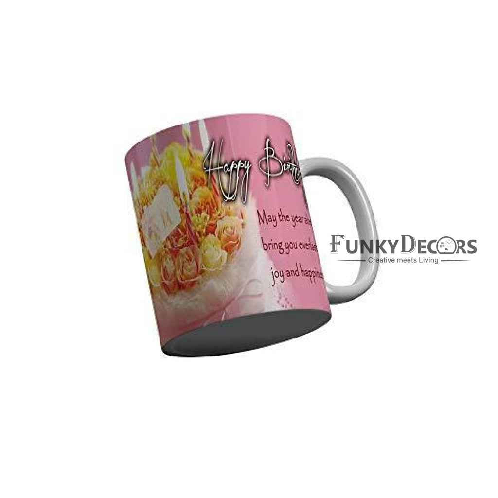 Funkydecors Happy Birtthday Wishes Gift Ceramic Mug 350 Ml Multicolor Mugs