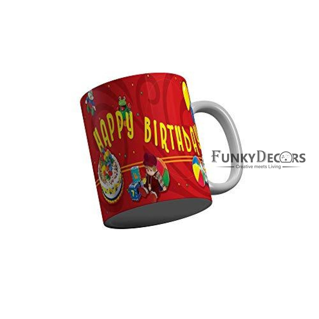 Funkydecors Happy Birtthday Wishes Gift Ceramic Mug 350 Ml Multicolor Mugs