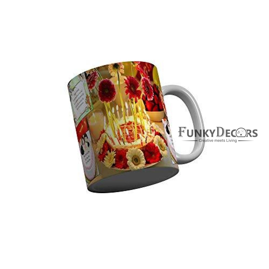 Funkydecors Happy Birtthday Wishes Gift Ceramic Mug 350 Ml Multicolor Mugs