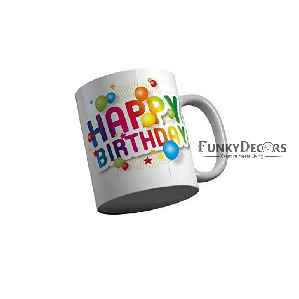 Funkydecors Happy Birtthday Wishes Gift Ceramic Mug 350 Ml Multicolor Mugs