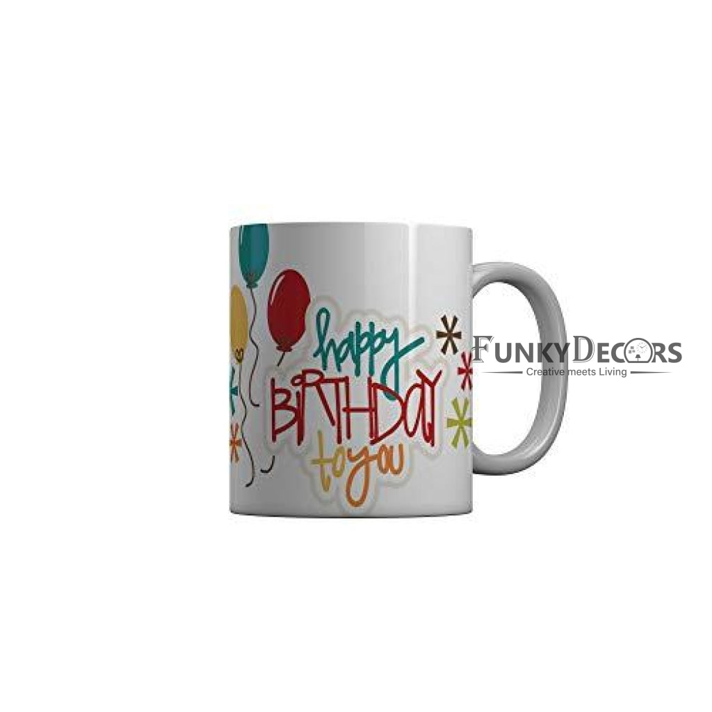 Funkydecors Happy Birtthday Wishes Gift Ceramic Mug 350 Ml Multicolor Mugs