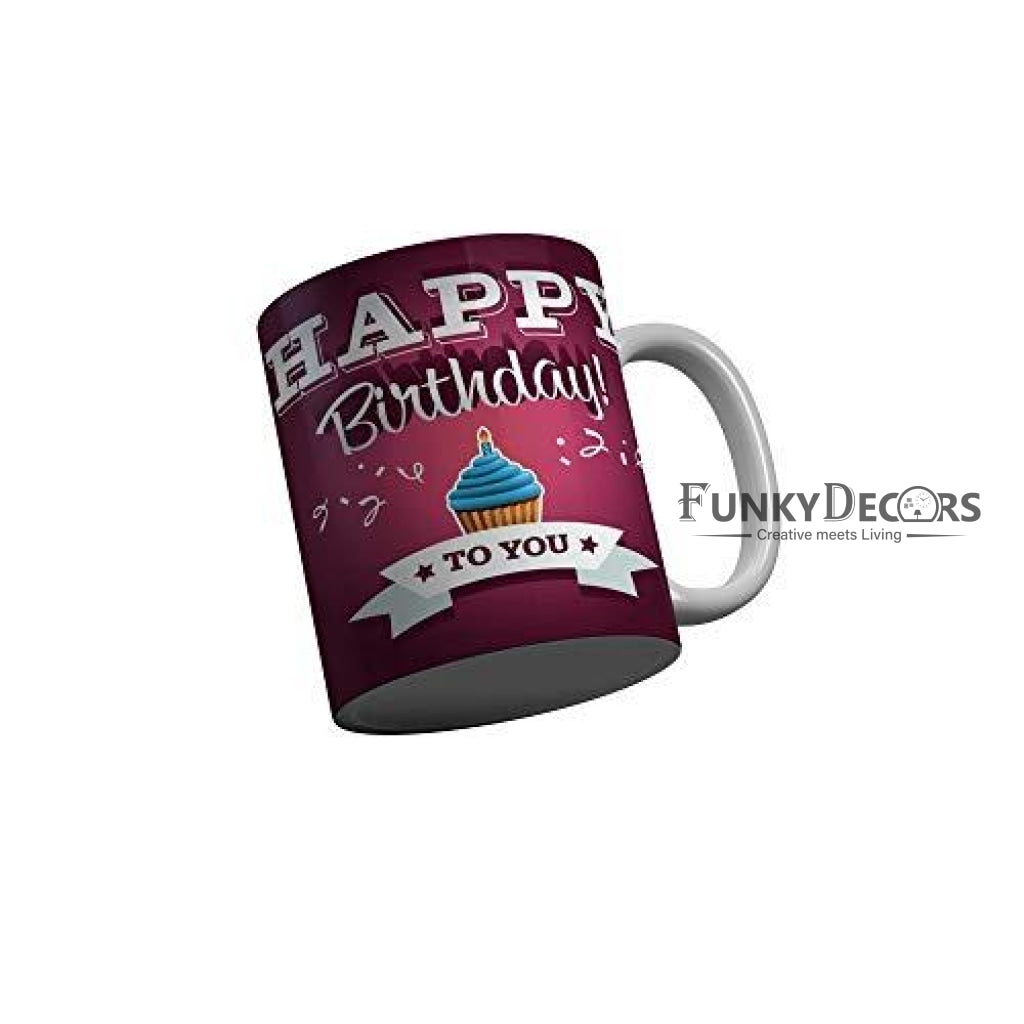 Funkydecors Happy Birtthday Wishes Gift Ceramic Mug 350 Ml Multicolor Mugs