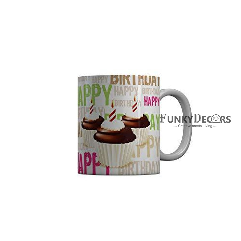 Funkydecors Happy Birtthday Wishes Gift Ceramic Mug 350 Ml Multicolor Mugs