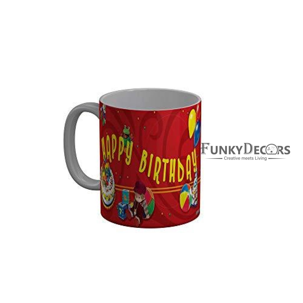 Funkydecors Happy Birtthday Wishes Gift Ceramic Mug 350 Ml Multicolor Mugs