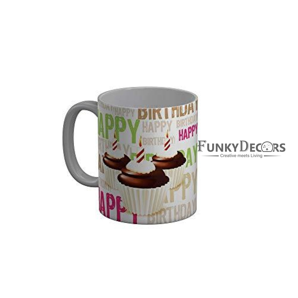 Funkydecors Happy Birtthday Wishes Gift Ceramic Mug 350 Ml Multicolor Mugs