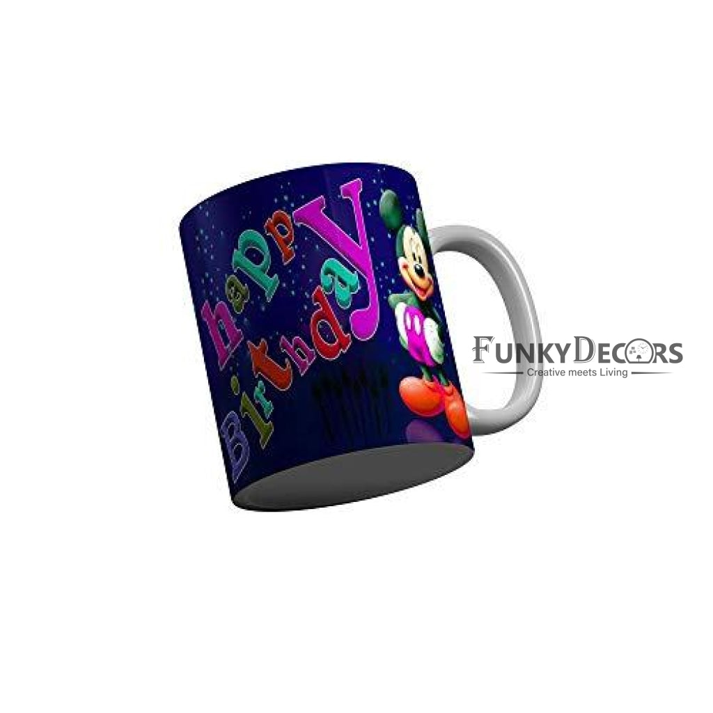 Funkydecors Happy Birtthday Wishes Gift Ceramic Mug 350 Ml Multicolor Mugs