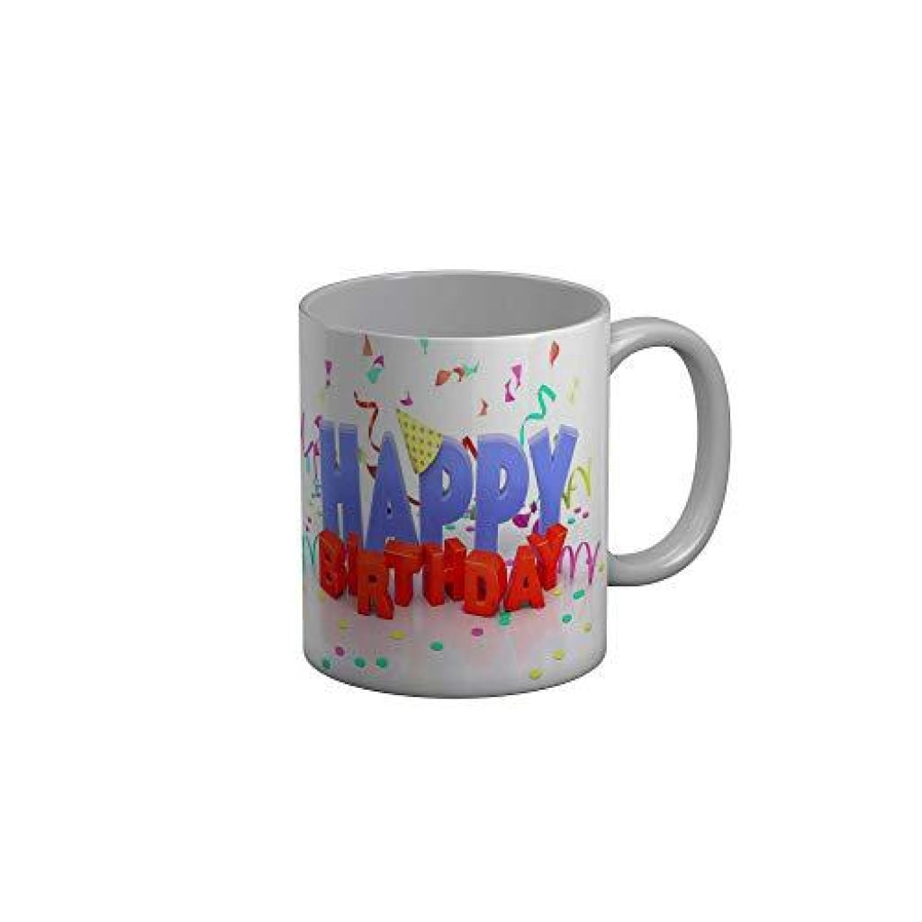 Funkydecors Happy Birtthday Wishes Gift Ceramic Mug 350 Ml Multicolor Mugs