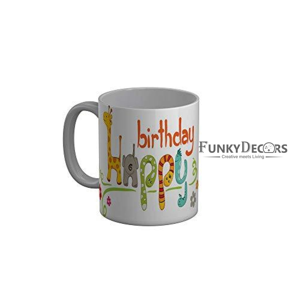 Funkydecors Happy Birtthday Wishes Gift Ceramic Mug 350 Ml Multicolor Mugs