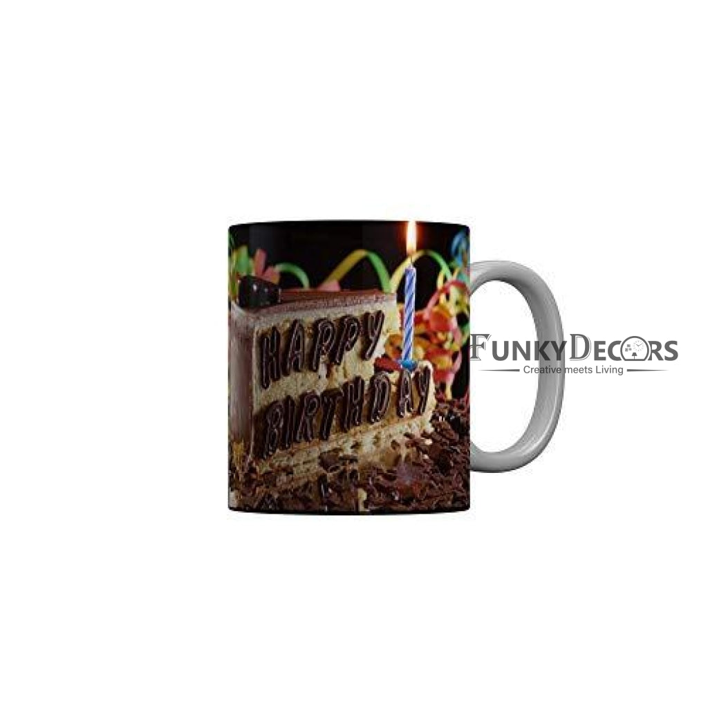 Funkydecors Happy Birtthday Wishes Gift Ceramic Mug 350 Ml Multicolor Mugs