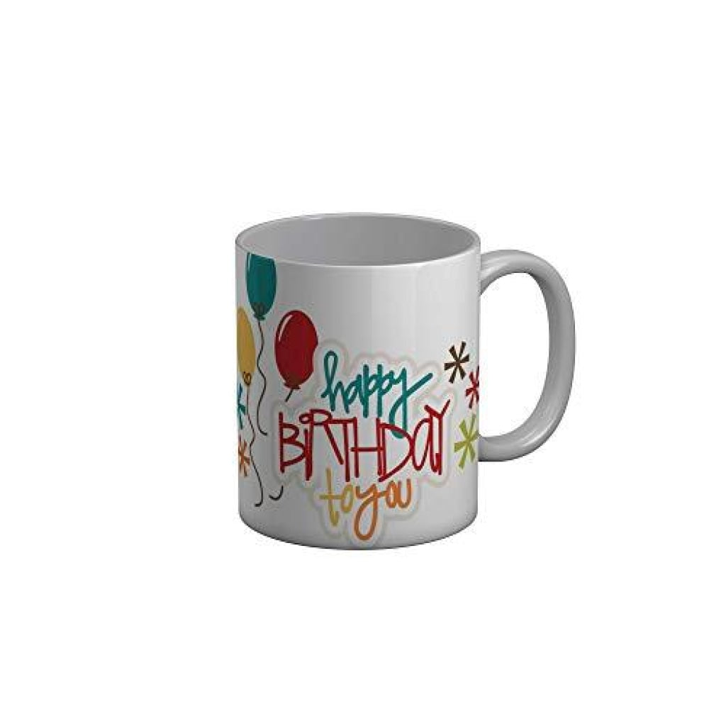 Funkydecors Happy Birtthday Wishes Gift Ceramic Mug 350 Ml Multicolor Mugs