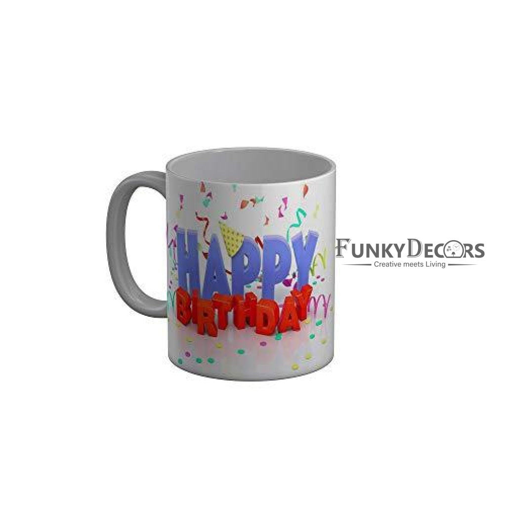 Funkydecors Happy Birtthday Wishes Gift Ceramic Mug 350 Ml Multicolor Mugs