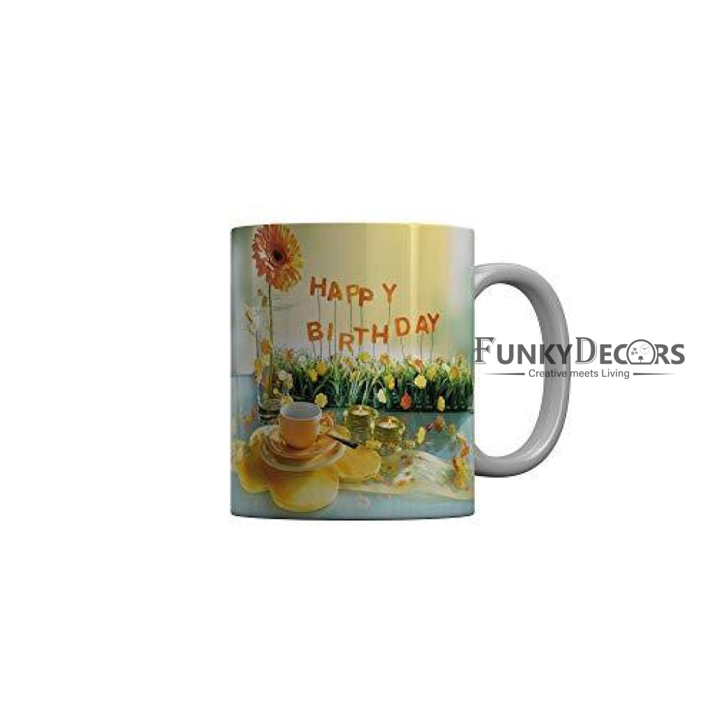 Funkydecors Happy Birtthday Wishes Gift Ceramic Mug 350 Ml Multicolor Mugs