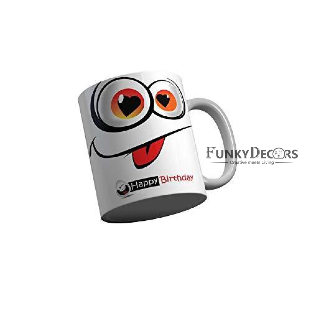 Funkydecors Happy Birtthday Wishes Gift Ceramic Mug 350 Ml Multicolor Mugs
