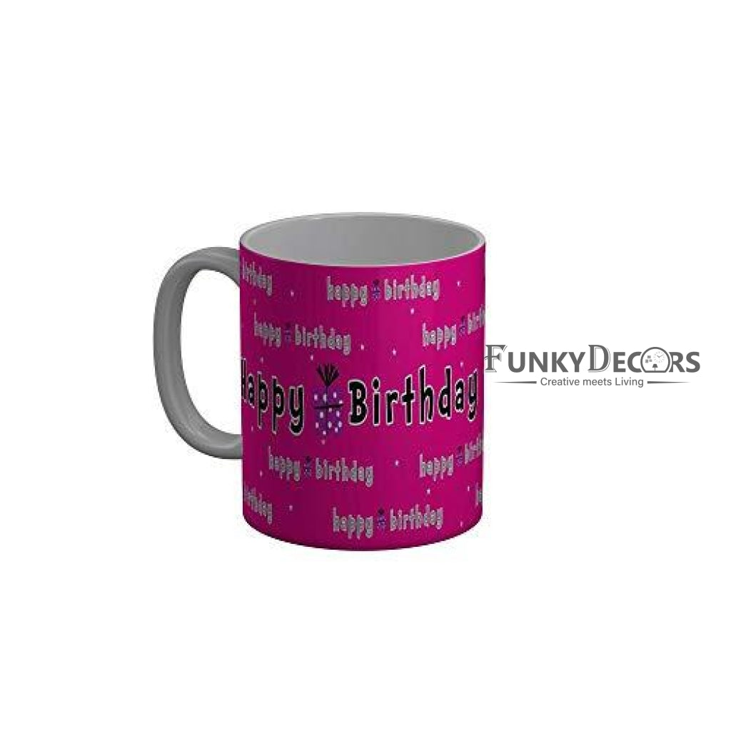 Funkydecors Happy Birtthday Wishes Gift Ceramic Mug 350 Ml Multicolor Mugs