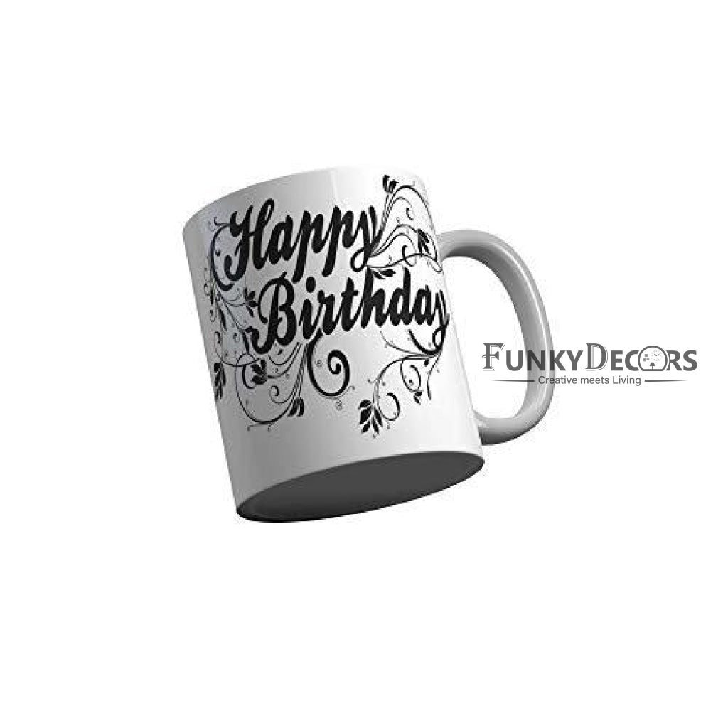 Funkydecors Happy Birtthday Wishes Gift Ceramic Mug 350 Ml Multicolor Mugs