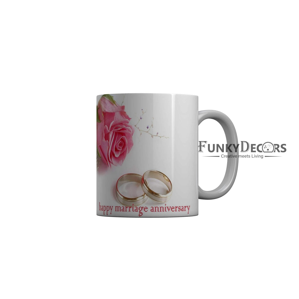 Funkydecors Happy Marriage Anniversary Ceramic Mug 350 Ml Multicolor Mugs